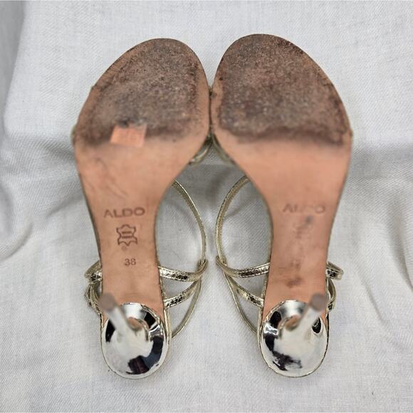 ALDO Gold Strappy High 4in Heels Size 38 / 7½ - Picture 9 of 10